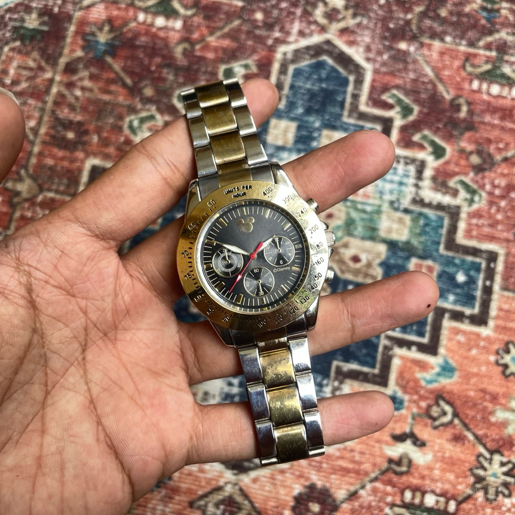 PMT / Mickey Mouse 2tone Rotating Bezel Watch jam tangan wanita pria analog digital vintage 90s disn