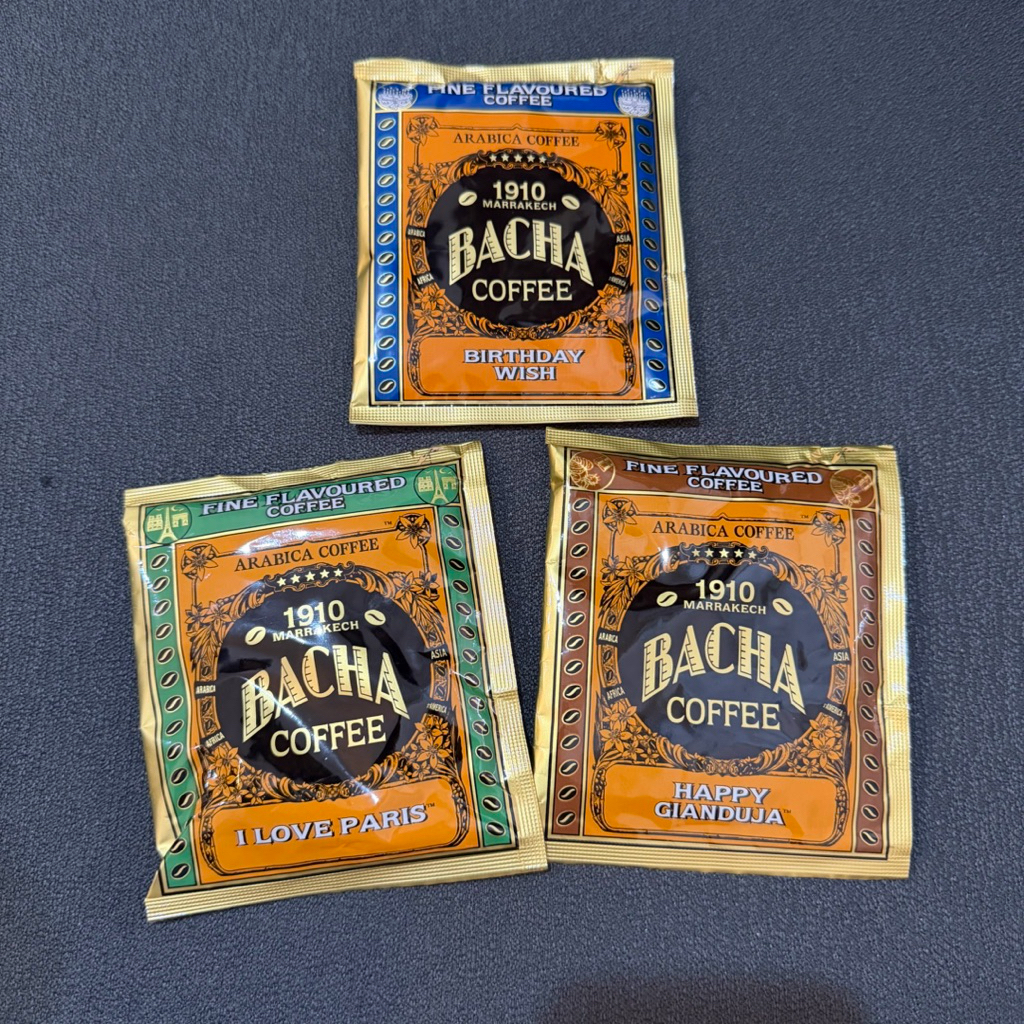 BACHA COFFEE I LOVE PARIS HAPPY GIANDUJA BIRTHDAY WISH BACHA COFFEE ARABICA ORIGINAL SACHET