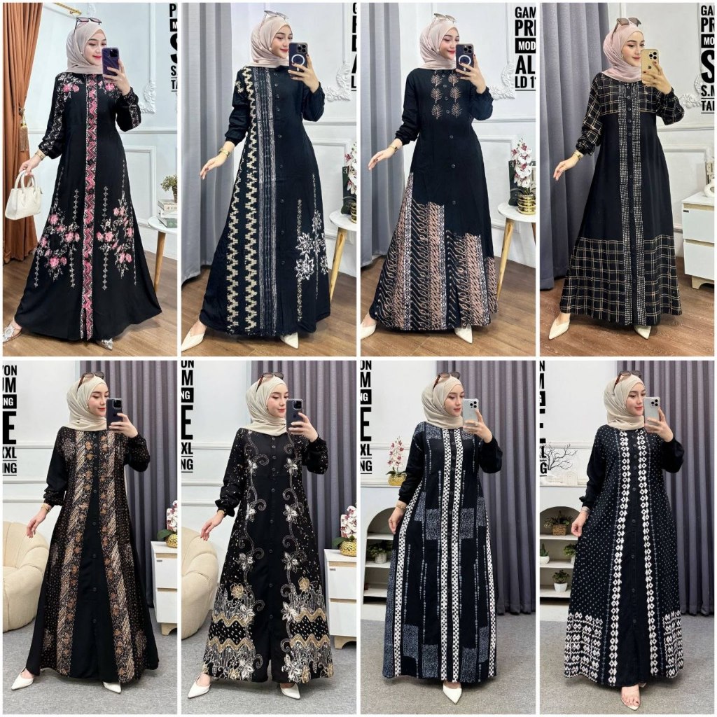 Batik Usman - Gamis Twill Rayon Premium Model Kancing Terbaru Jumbo Syari Kekinian Batik Cap