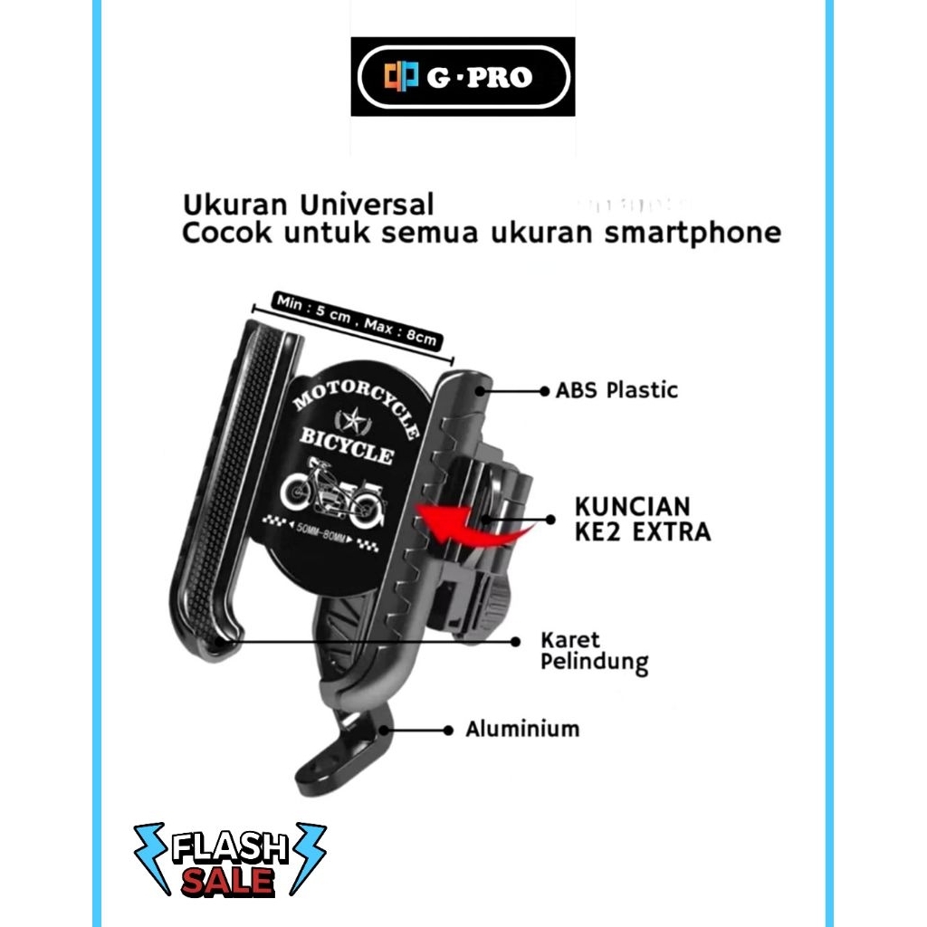 Holder Kaca Spion Motor Metal Anti Jambret Desain Universal 360 Derajat