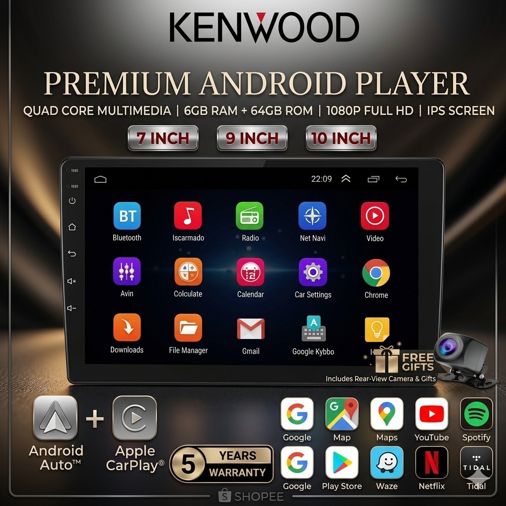 [6GB RAM+64GB ROM] Kenwood TOP Sales Newest Android Player 9"10 inch Quad Core Car Multimedia MP5 Pl