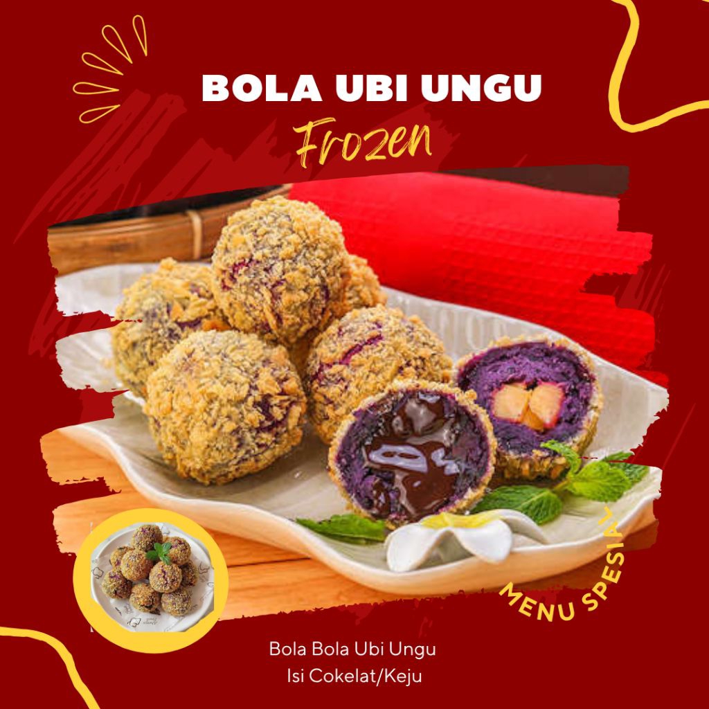 Bola Ubi Ungu Frozen Isi Cokelat/Keju isi 10 pcs
