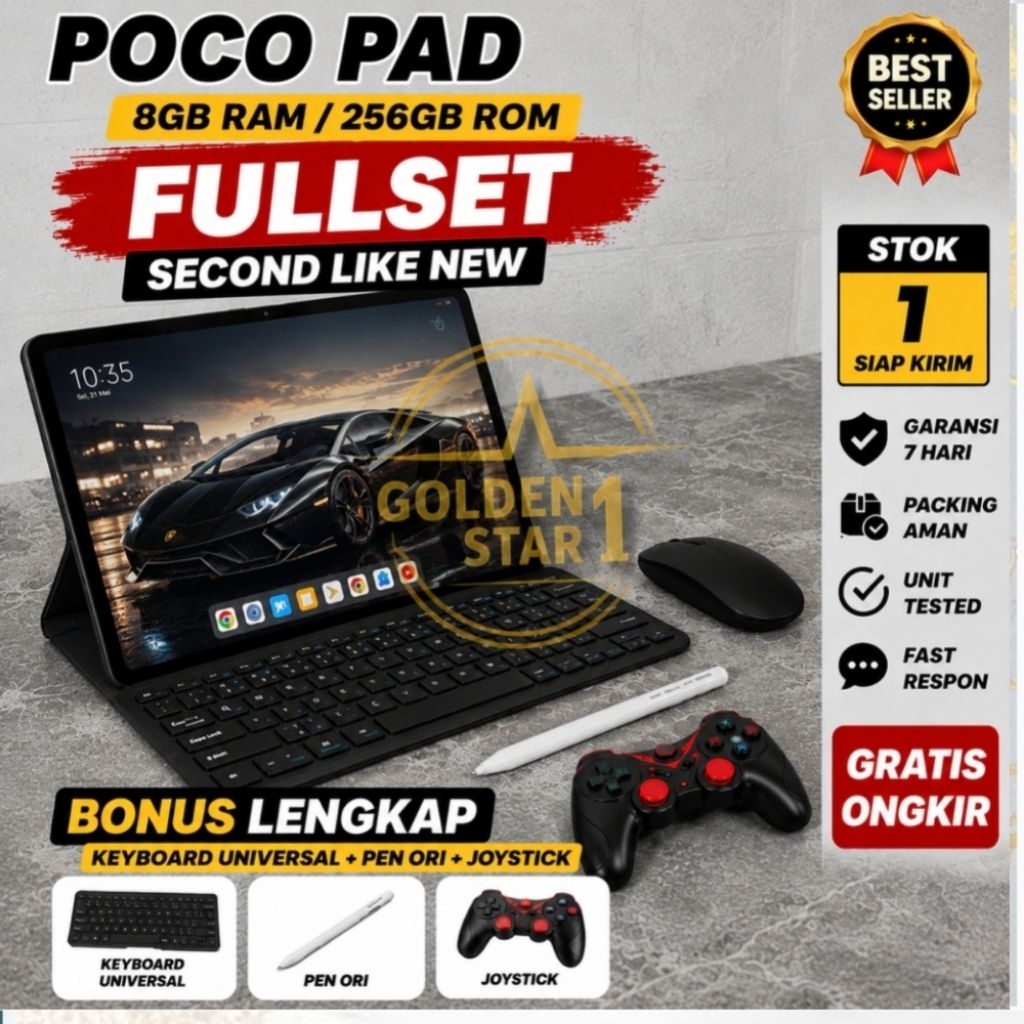 Poco Pad 8/256 Tablet Second Fullset Bonus Pen Ori Xiaomi
