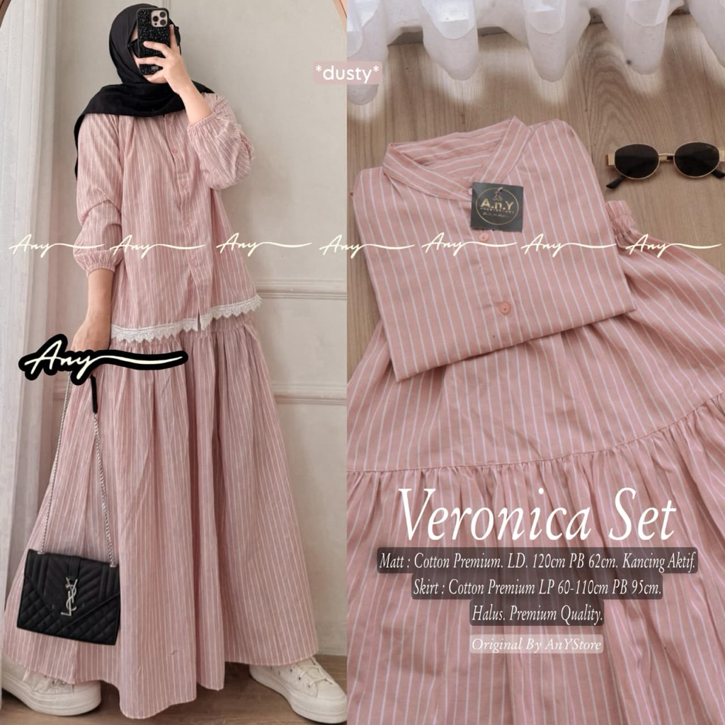 VERONICA EVALIN LAVEL FILZA SET ORIGINAL BY ANY STORE oneset setelan atasan blouse dan rok katun har