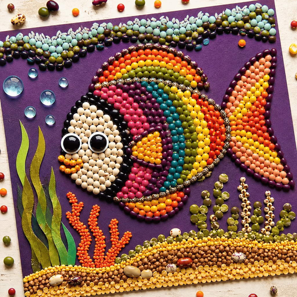 kolase biji bijian bentuk ikan aesthetic READY