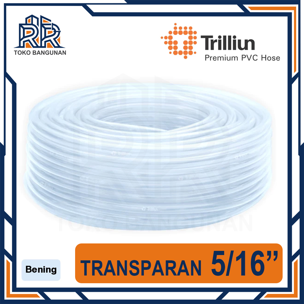 Selang Air 5/16 Inch Trilliun Transparan Bening Elastis Fleksibel Kuat Benang Anyaman Nilon Meteran 