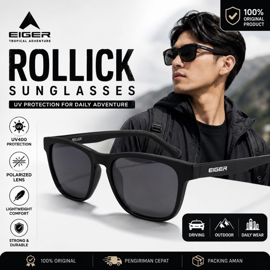 Kacamata Hitam Pria EIGER ROLLICK - Sunglasses Casual Anti UV Original