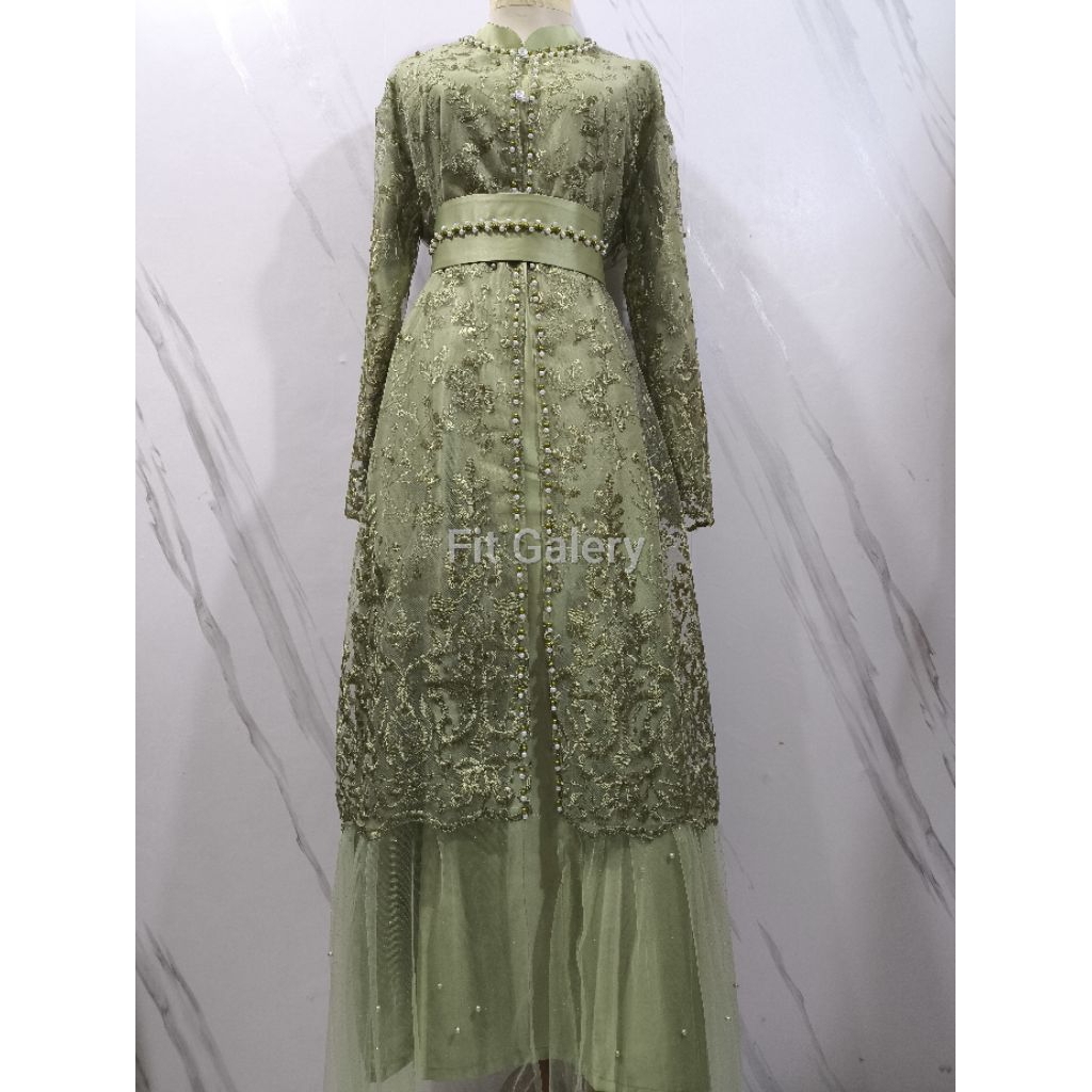 Gamis Pesta Hijau Sage