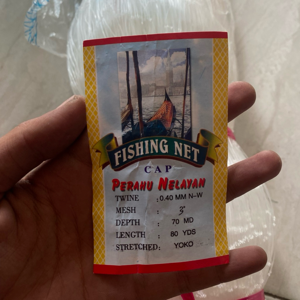 Jaring Ikan Cap Perahu Nelayan Senar 0.40mm 3Inch 70x80 Yoko | jaring ikan | jaring senar