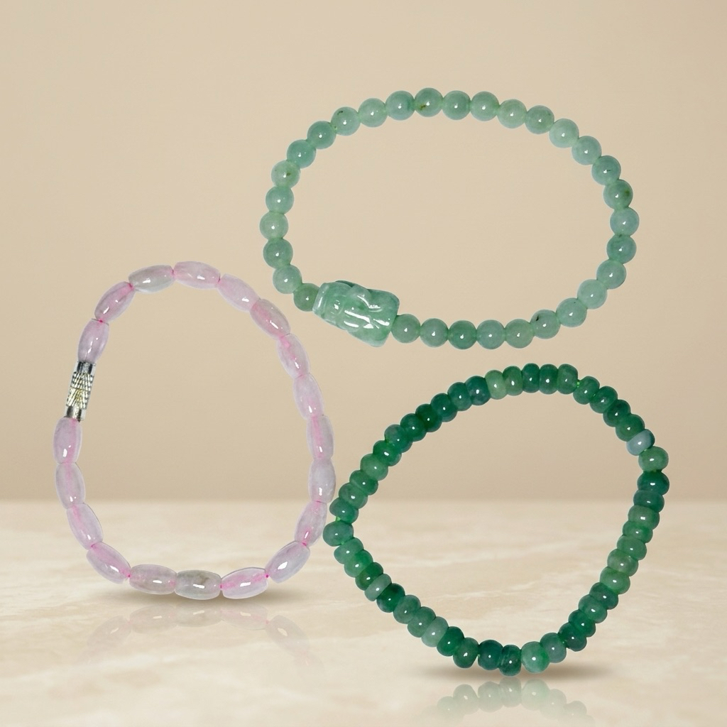 Gelang giok Natural type A Myanmar jade bracelet. Bersertifikat