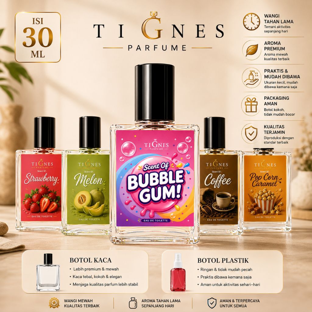 Parfume Pria Wangi Tahan Lama Seharian Aroma buble gume, vanilla cake, dll Inspired Perfume Isi 20ML