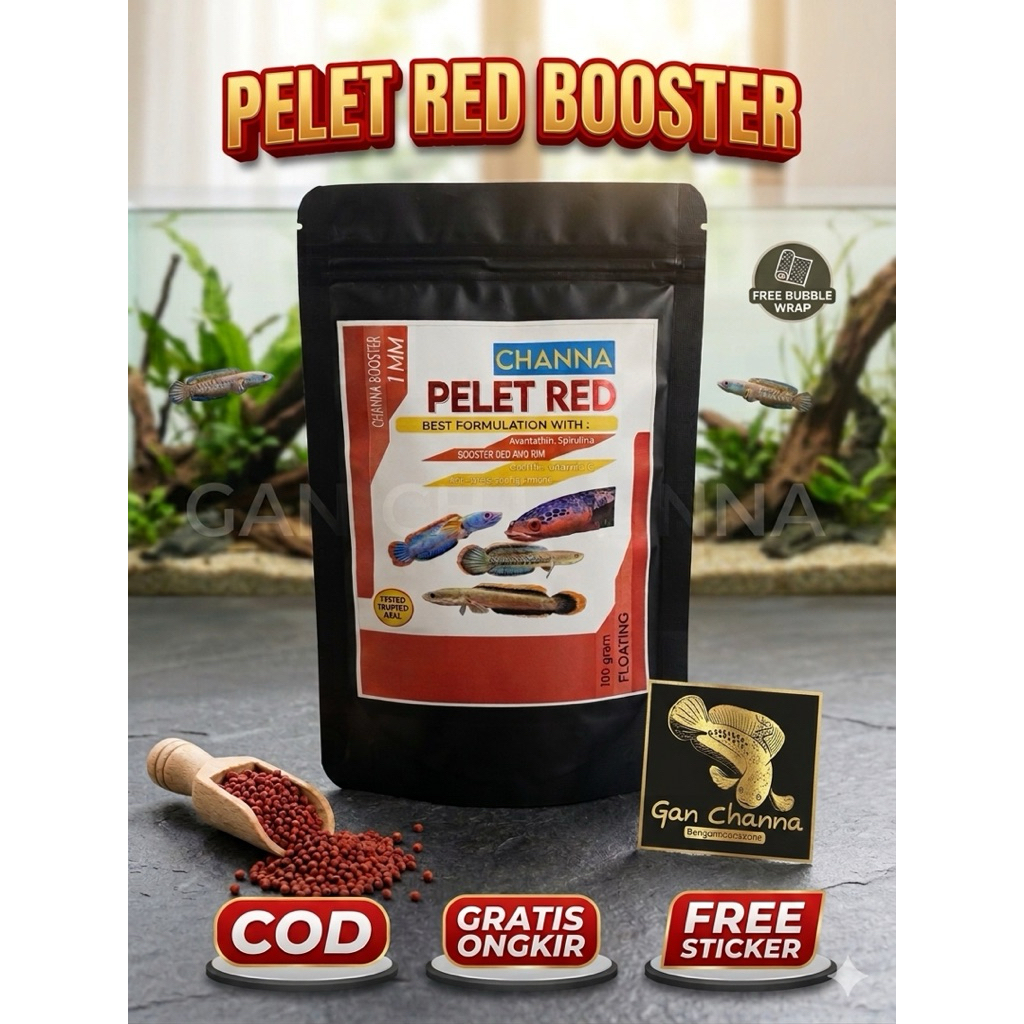 PELET PREMIUM RED BOOSTER CHANNA - Pelet Premium Red Channa - Pelet Premium Red Akari - Pelet Premiu