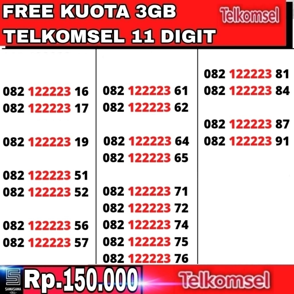 Nomor Cantik Simpati Telkomsel / Kartu Perdana Telkomsel simpati / Nomor Cantik Simpati Telkomsel 4G