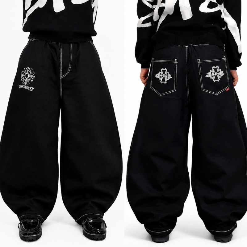 MPP30 Baggy Pants Balon Rabbity Hitam Raw Denim 13,5oz