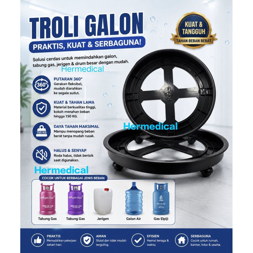 Roli/troli serbaguna/troli galon/troli pot bunga/troli air galon roli