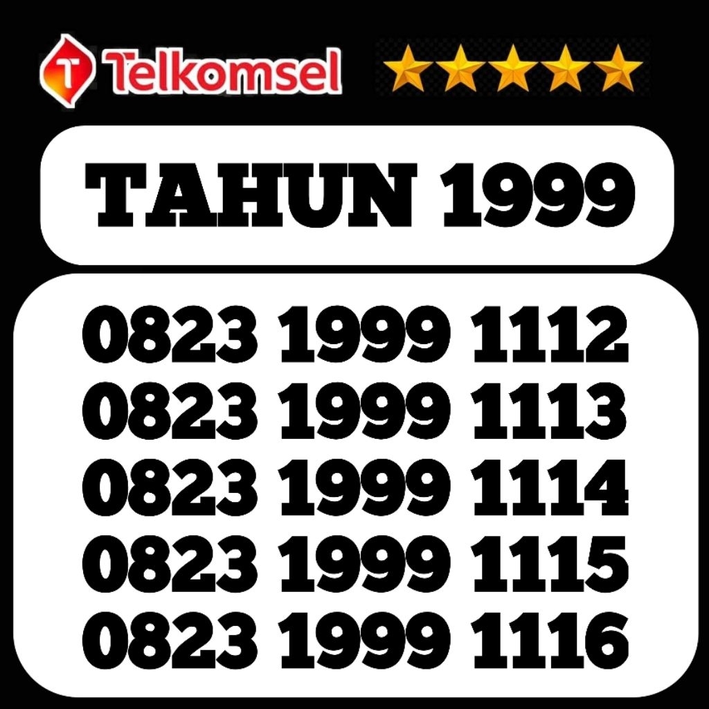 Kartu Perdana Nomor Cantik Telkomsel As Jadul Tahun Triple 1999 111222333777888 Support Jaringan 4G 