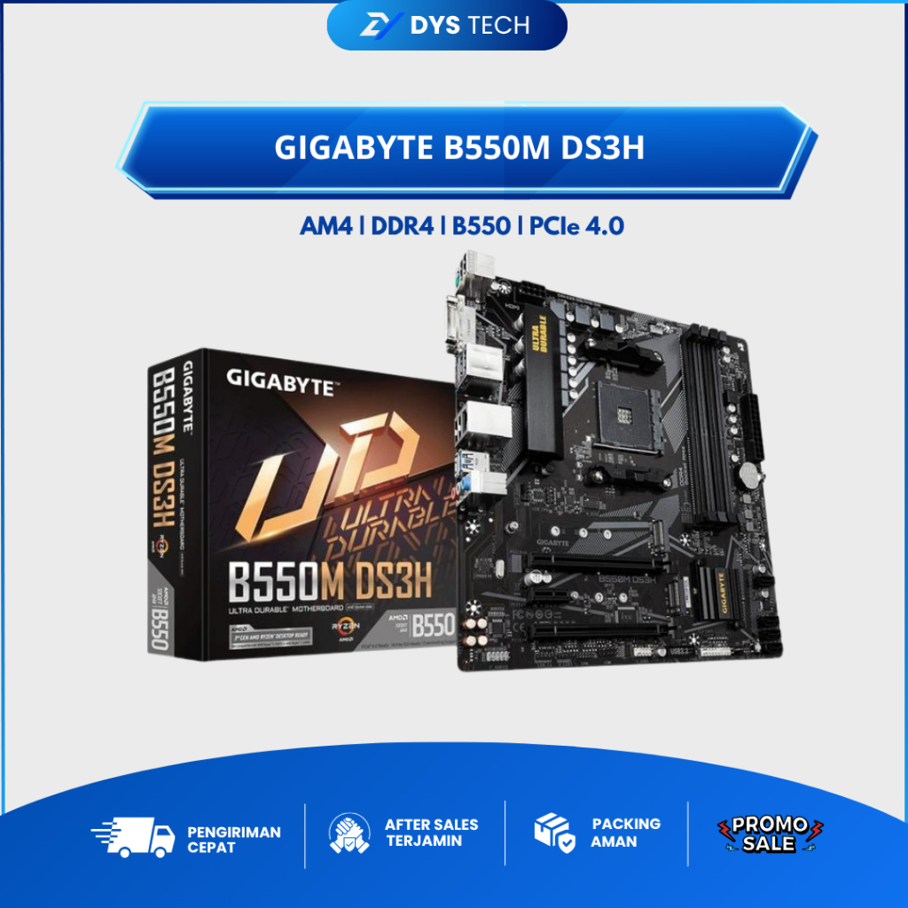 Motherboard Gigabyte B550M DS3H AM4 DDR4 mATX Ryzen PCIe 4.0 Gaming