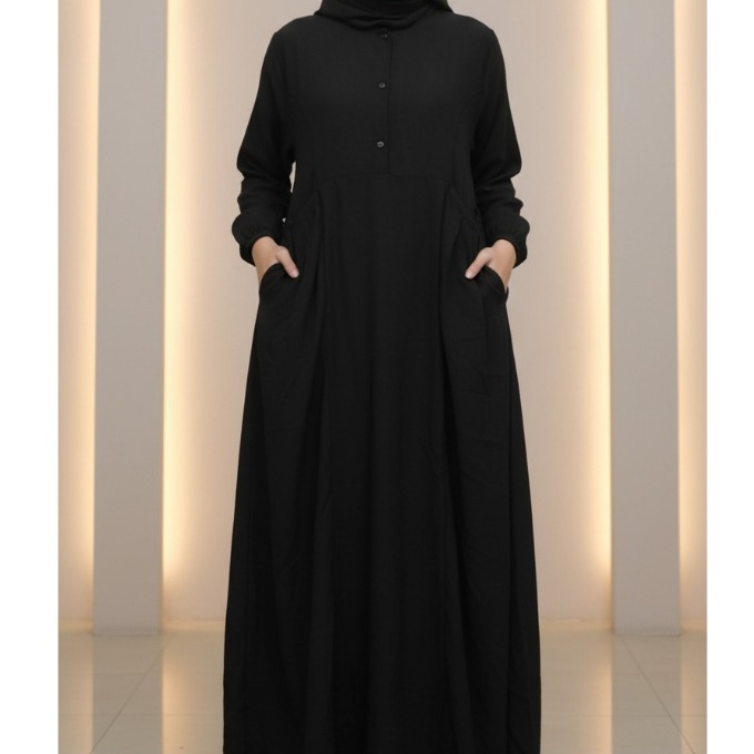 Gamis hitam / baju gamis wanita terbaru / GAMIS  jumbo ld120 / baju gamis hitam polos