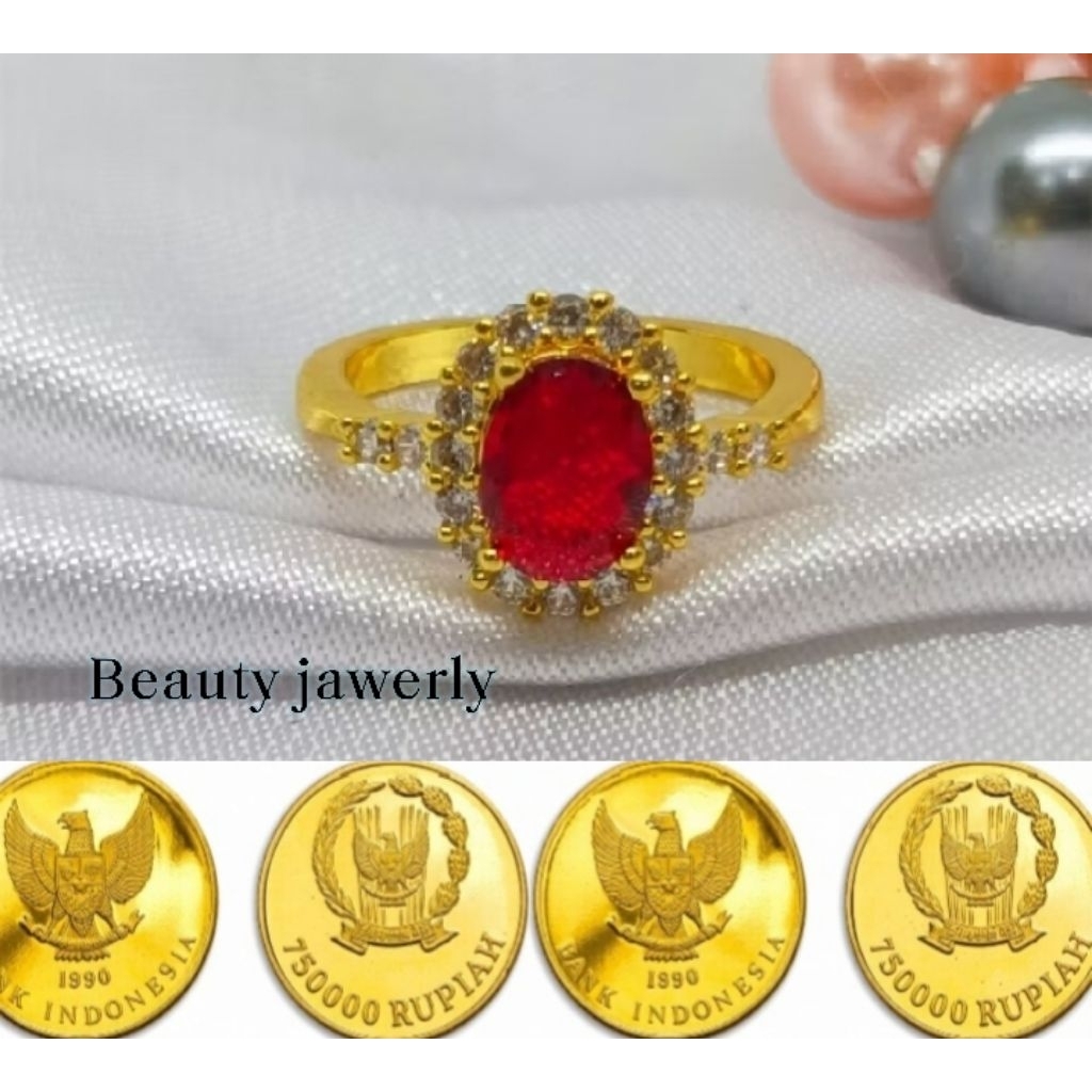 CINCIN KOIN BATU PERMATA MERAH PAY KOIN LOGAM 1991