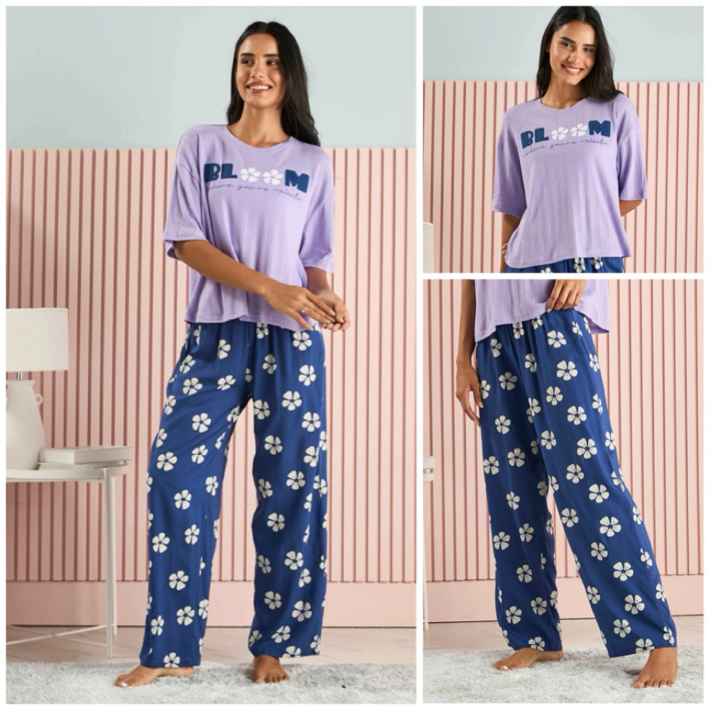 MAX SALE, 2 Piece Bloom Purple Pyjamas Set