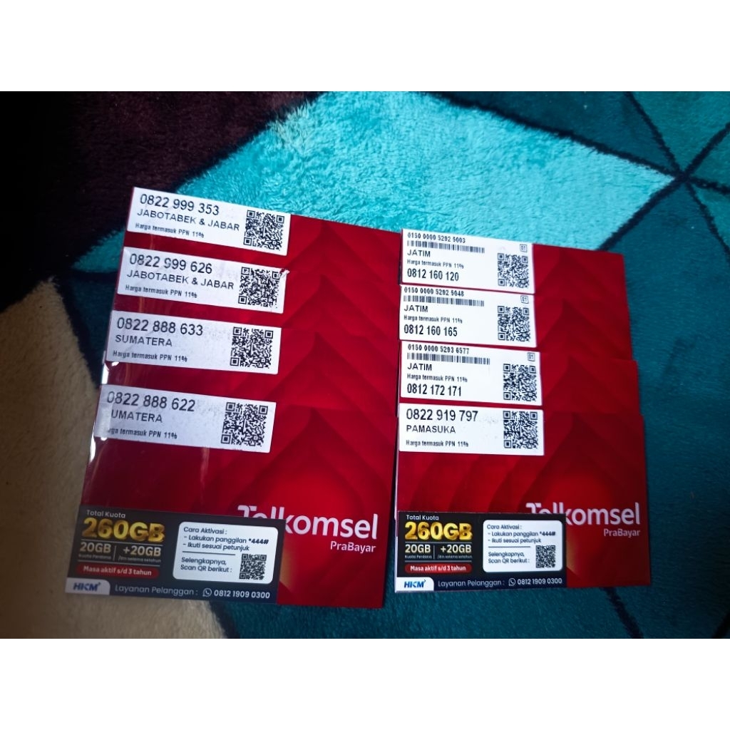 Nomor cantik Telkomsel 10 digit spesial masa aktif kartu 3 tahun & kuota 260gb