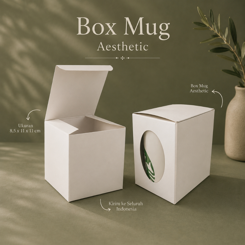 Box Mug Putih Polos / Dus Mug Souvenir Gelas / Kardus Mug Kotak Duplex