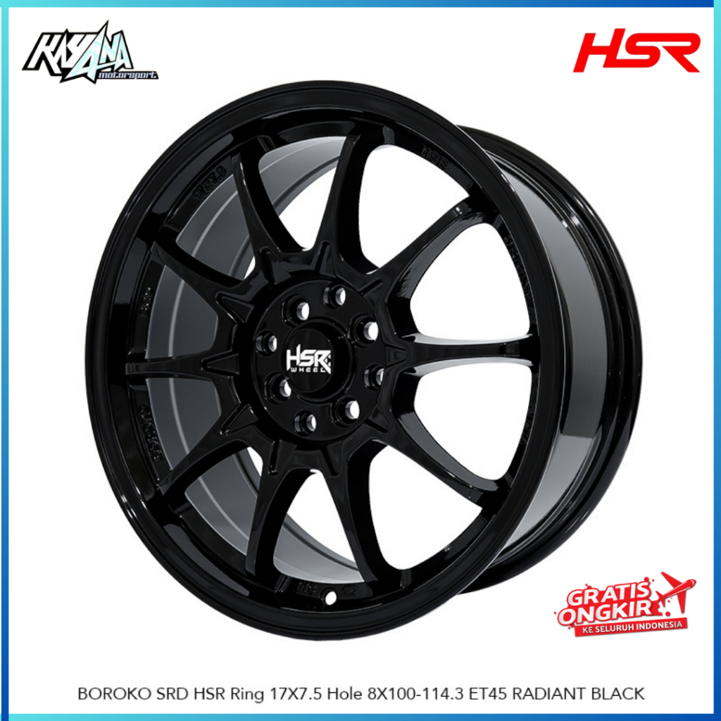 Velg Mobil HSR BOROKO SRD R17 Baut 4x100-114,3 Lebar 7.5 Pelek Mobil Ce28 R17