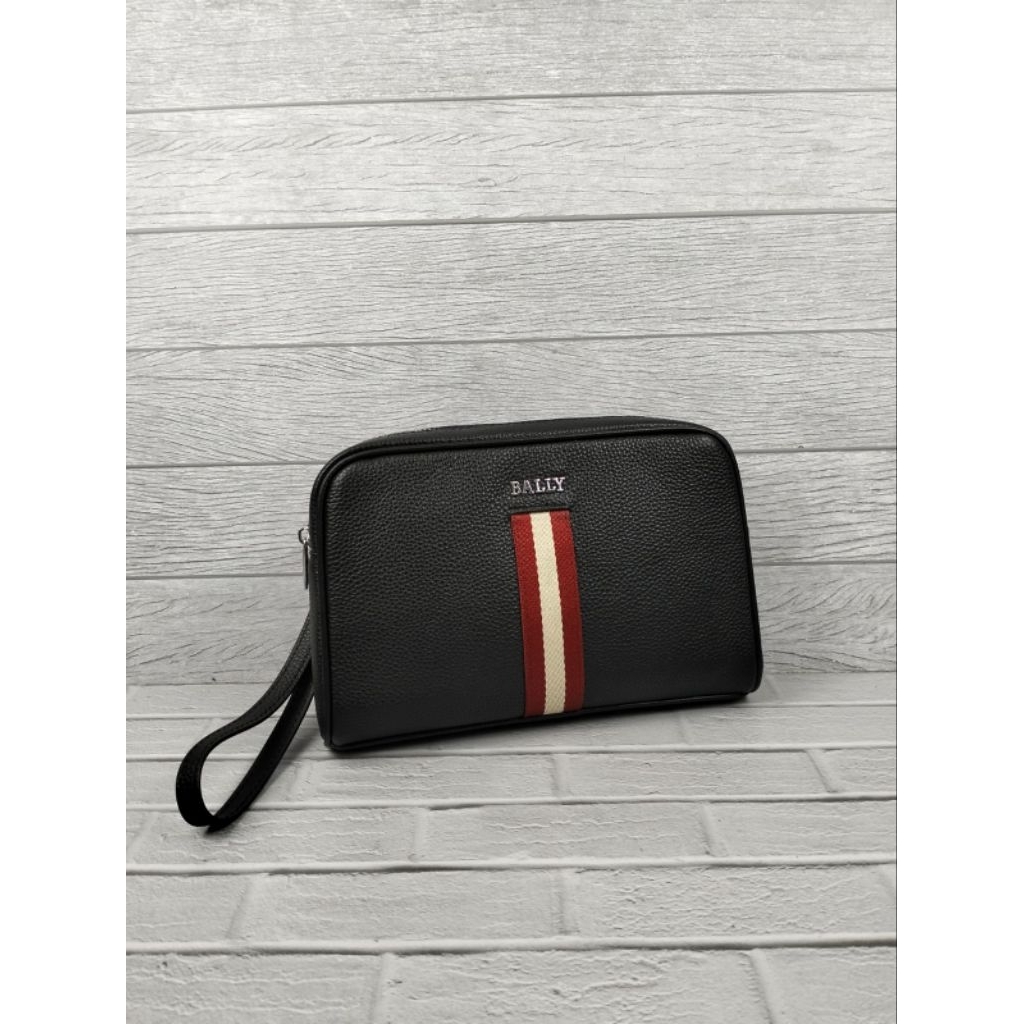 Handbag bally pria tas tangan pouch kulit