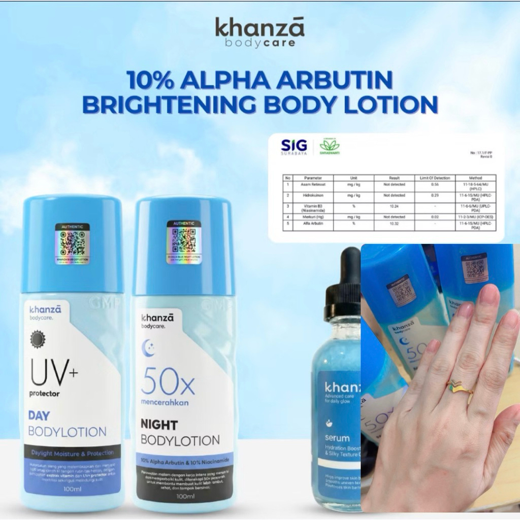 Star [LN KHANZA BIRU] Paket Body Lotion LN BIRU 50X Dosting BPOM 10% Alpha Arbutin + Body Serum