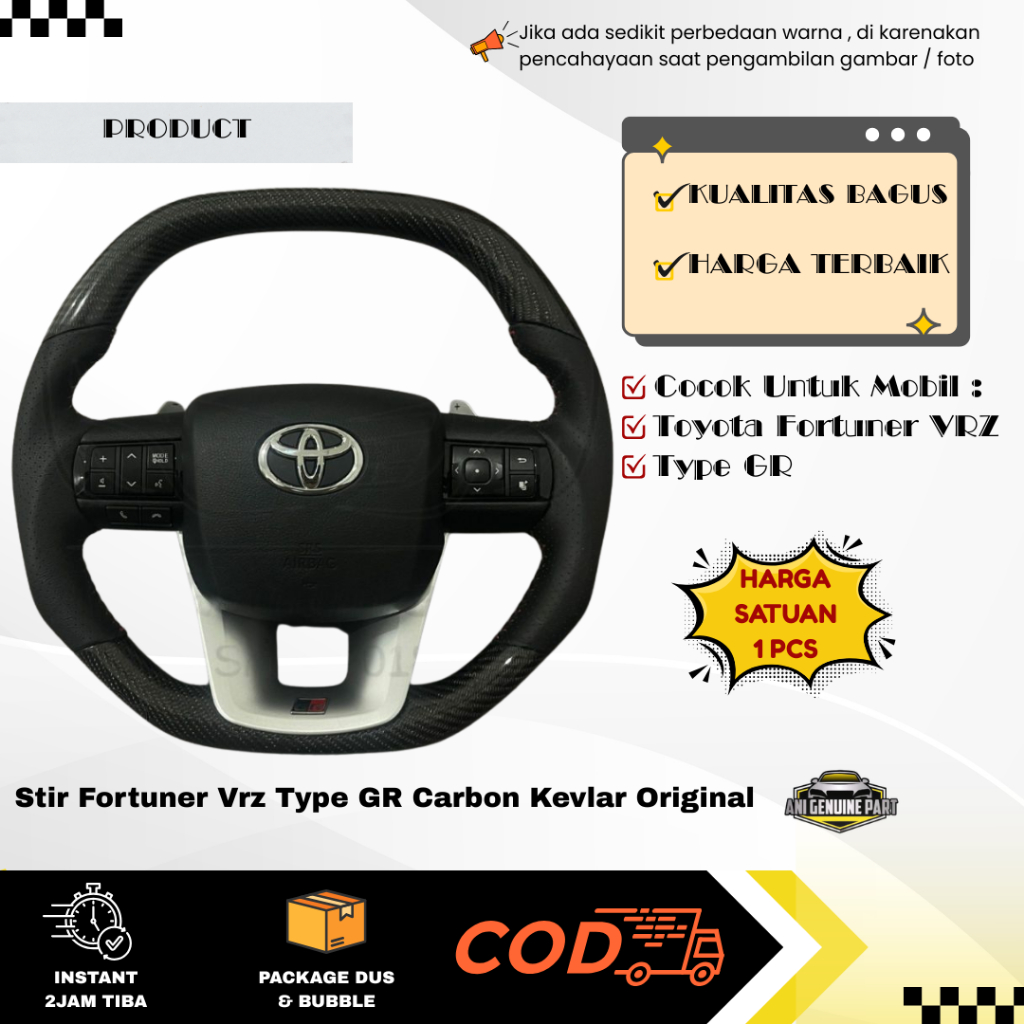 Stir Setir Steer Fortuner VRZ Type GR Carbon Kevlar Original