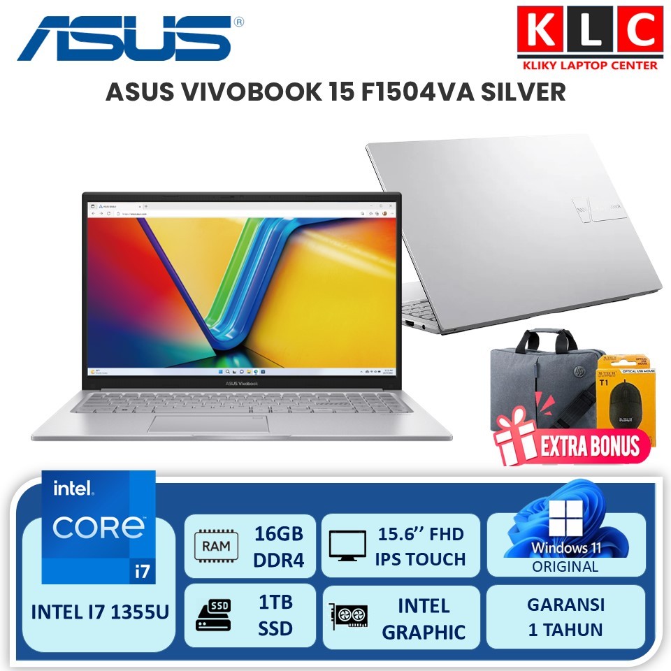 Laptop Kerja Asus Vivobook 15 F1504VA Intel I7 1335U 16GB 1TB IPS Touch BL