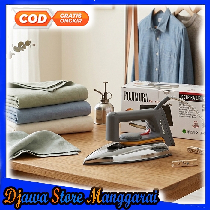 Setrika Listrik Fujimura FM-S 333 - Setrika Baju Hemat Listrik 300 Watt Anti Lengket & Otomatis - Ga