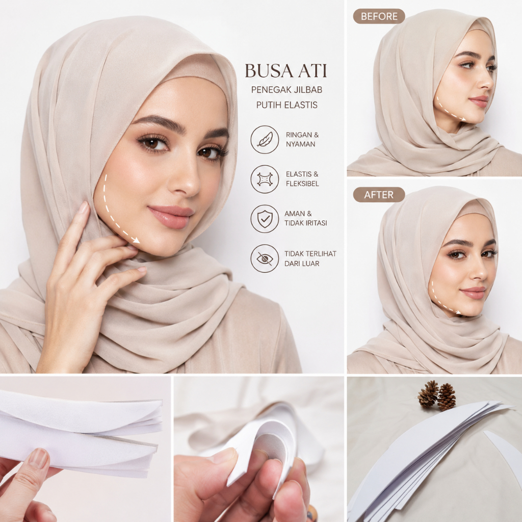 hijabinspo - Hijab Shaper Busa Ati Penegak Jilbab Elastis Penyangga Hijab Anti Letoy Spons Pet, Isi 