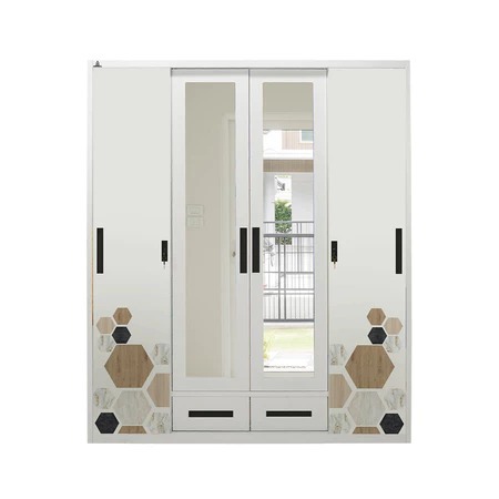 OSWS 4P2L / Lemari pakaian 4 Pintu sliding dan 2 laci / Lemari pakaian 4 Pintu Besi olymsteel / Drop