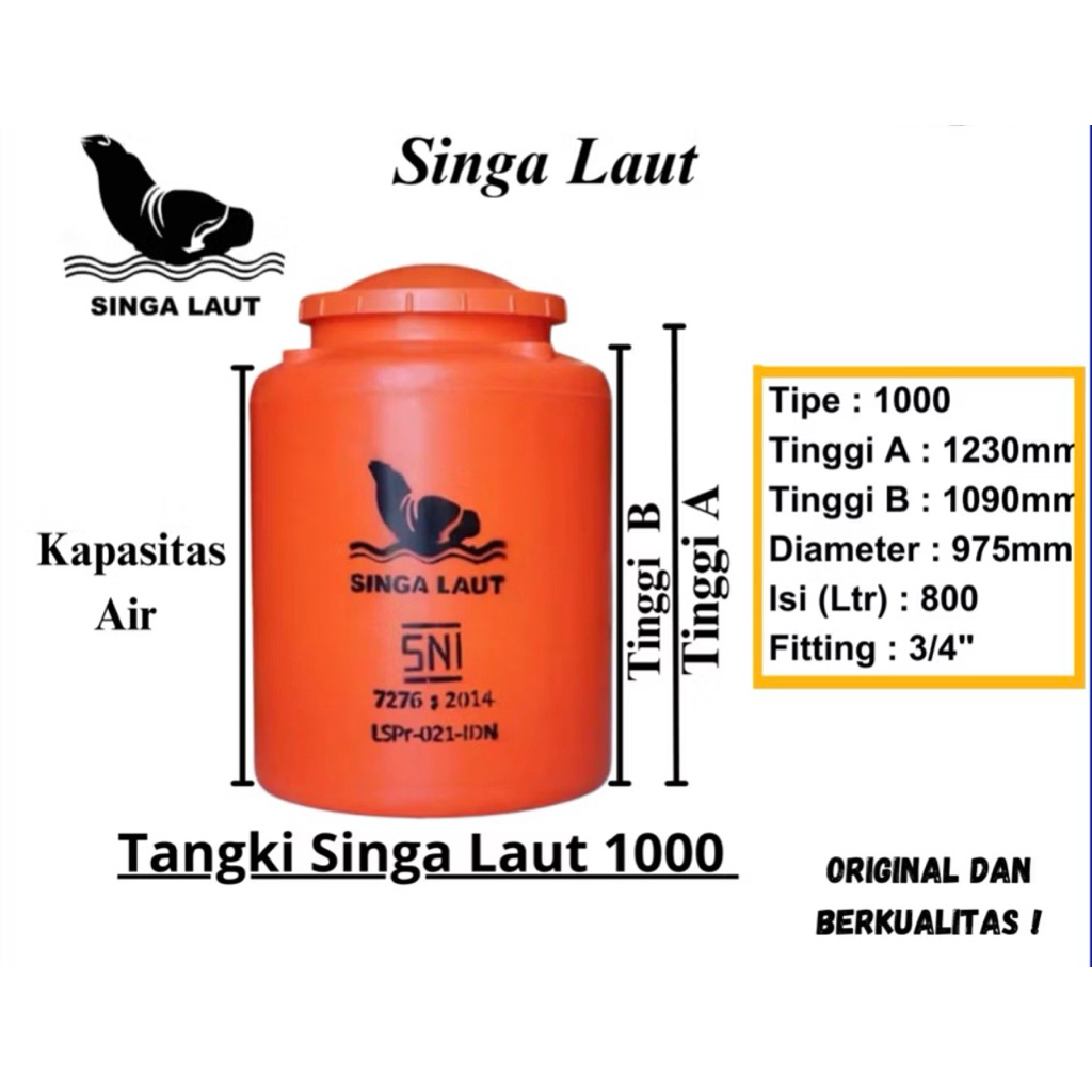 Toren Air Singa Laut 1000 Liter Tangki Air Singa Laut 1000 Liter