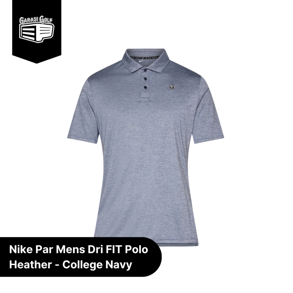 Nike Par Mens Dri-FIT Golf Polo Heather College Navy Anti UV - Kaos Kerah Shirt Pria Original
