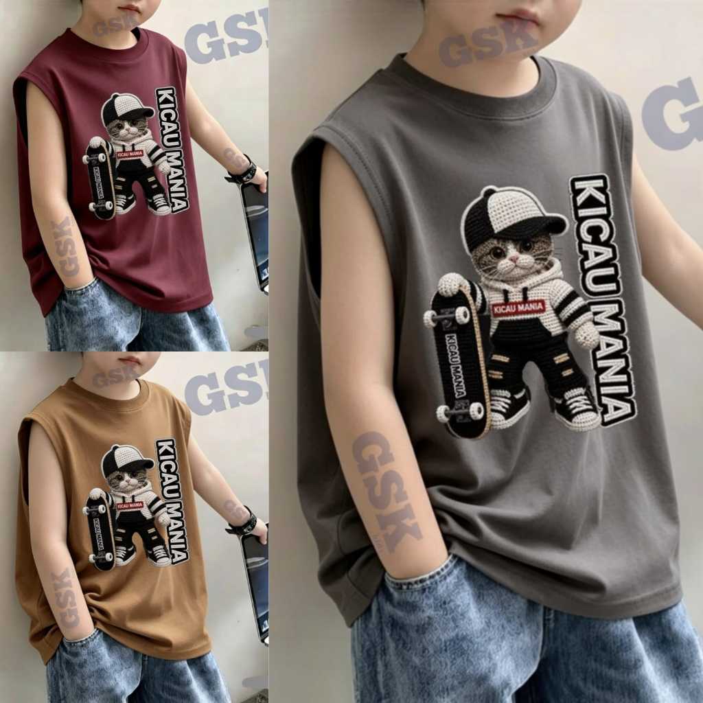 Kaos Singlet Anak Cowok Motif KICAU MANIA SKUTER Usia 3-14 Tahun/Singlet Terbaru Anak Laki-laki/Lekt