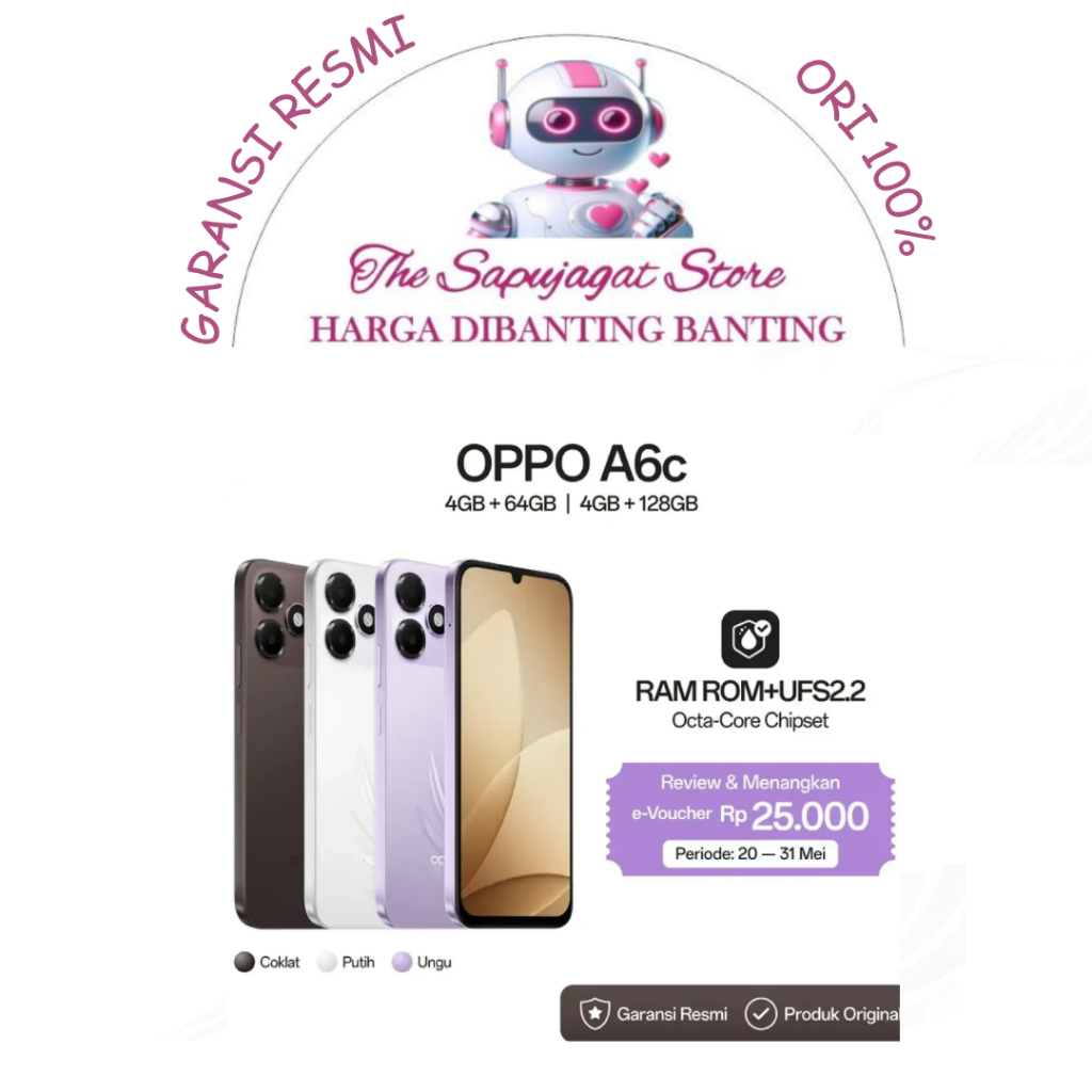 Oppo A6C 4/64 4/128 New Garansi Resmi Promo Bandung