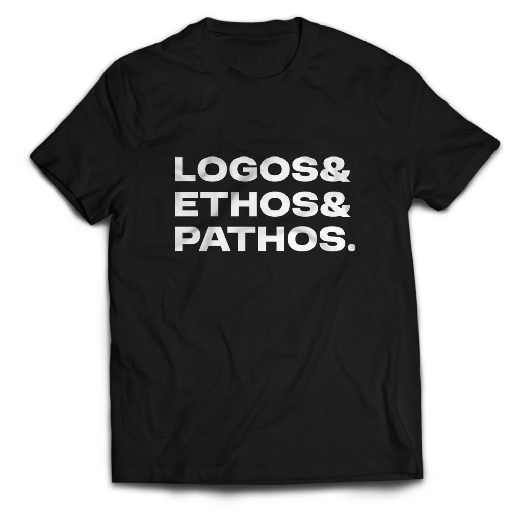 Kaos Pria Filosofi LOGOS ETHOS PATHOS Dewasa Baju Atasan Unisex PakeKaos