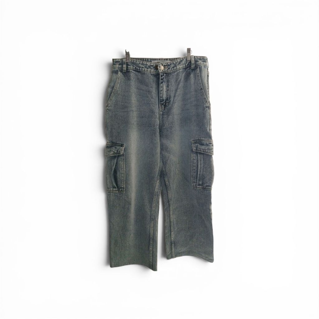 Celana Kulot Jeans Cargo Bershka