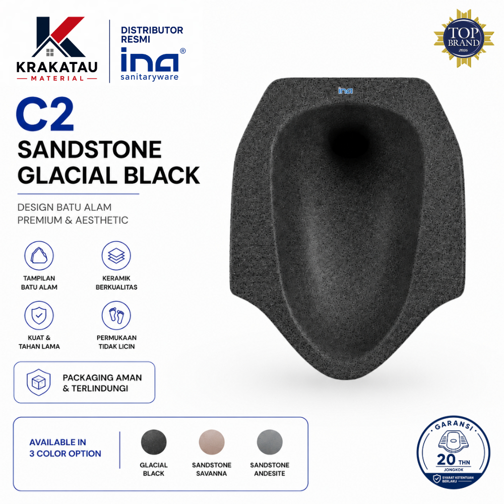 WC Jongkok Ina | Closet Jongkok | Distributor Resmi Ina | C2 Sandstone Glacial Black - Krakatau Mate