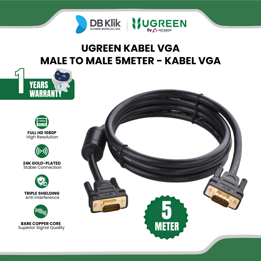Ugreen Kabel 11632 Vga Male To Male 5Meter - Kabel Vga 11632
