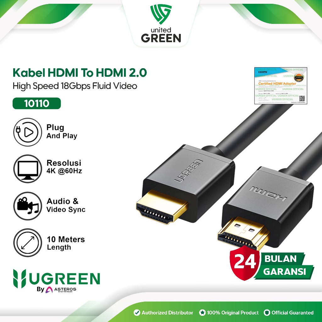 UGREEN Kabel HDMI To HDMI 4K Ultra HD 10 Meter 10110
