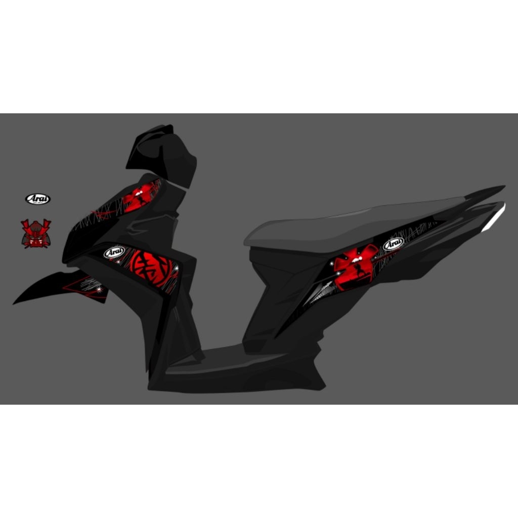 Striping Transparan Semi Decal Motor Mio M3 Design Arai Samurai Motif Arai Samurai Aerox Ansel Terba