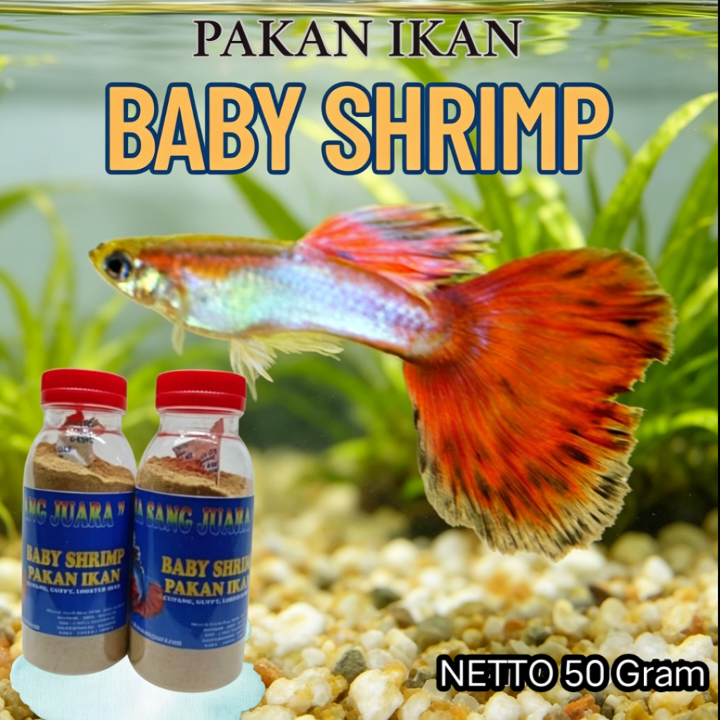 Baby Shrimp Pakan Ikan Tinggi Protein Cupang Molly Burayak Neon 50gr