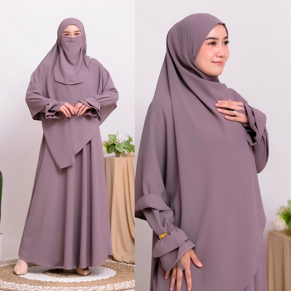 MELIA gamis malay set Fasmina hiban free cadar bahan sabrina anti UV