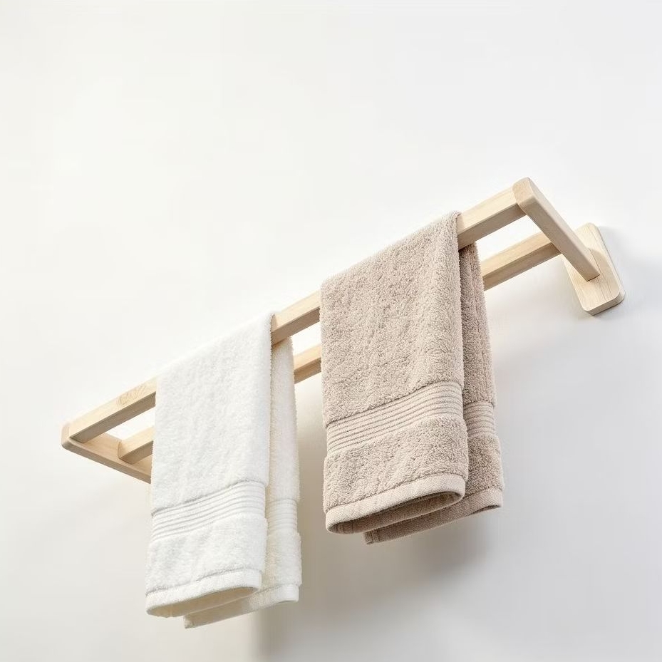 Rak Jemuran Handuk Kayu Dinding Ganda | Rak Handuk Kamar Mandi Minimalis#rak handuk