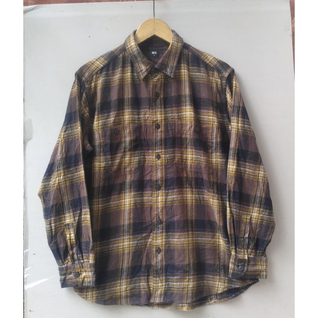Kemeja Veterano Flannel UNIQLO Brown Yellow