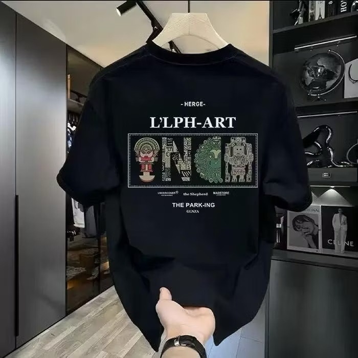 Men's Distro t-shirt Retro Oversize t-shirt Men's Black t-shirt Cotton 5H2