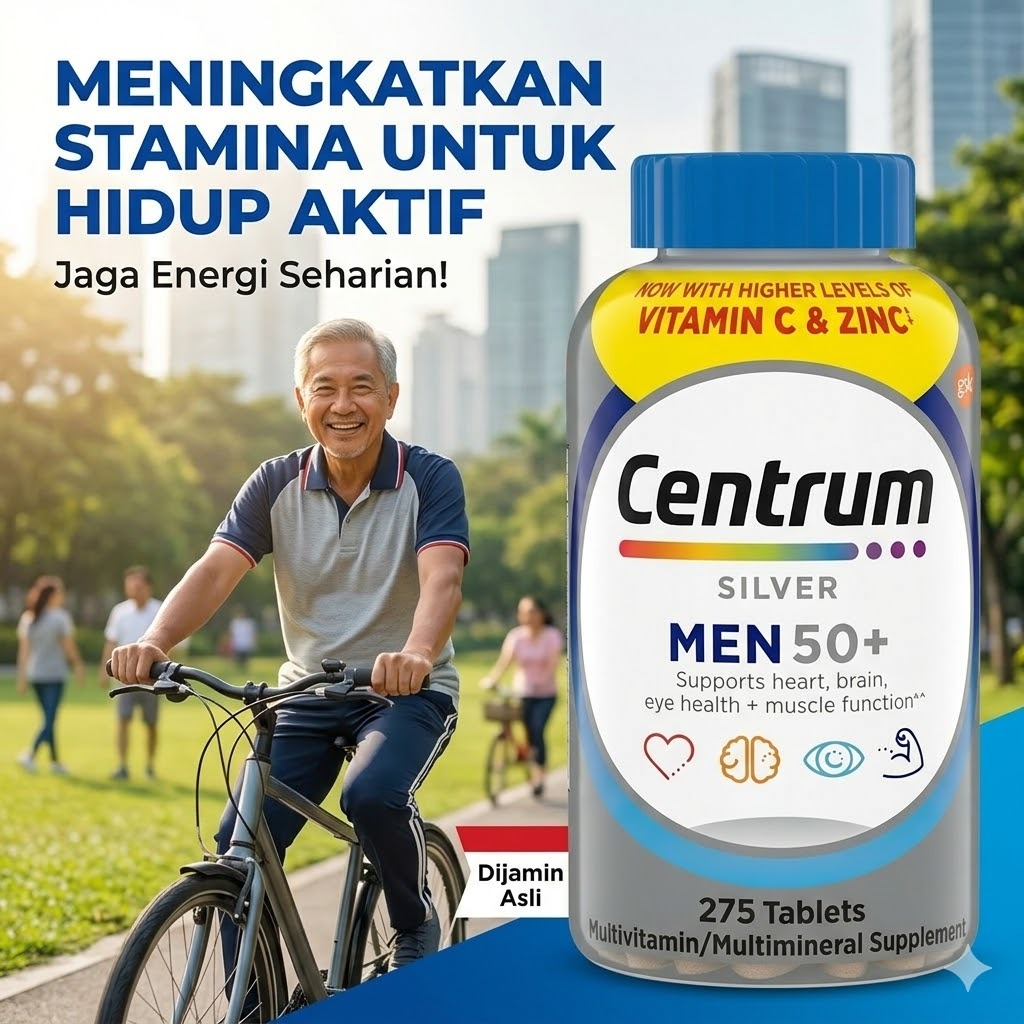 Centrum Silver Men 50 Plus 275 Tablet Vitamin Orang Tua Lanjut Usia Manula Bapak Kakek Menjaga Stami